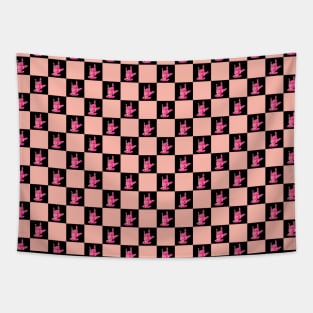 I Love You - Sign Language Pink Plaid Tapestry