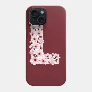 Colorful capital letter L patterned with sakura twig Phone Case