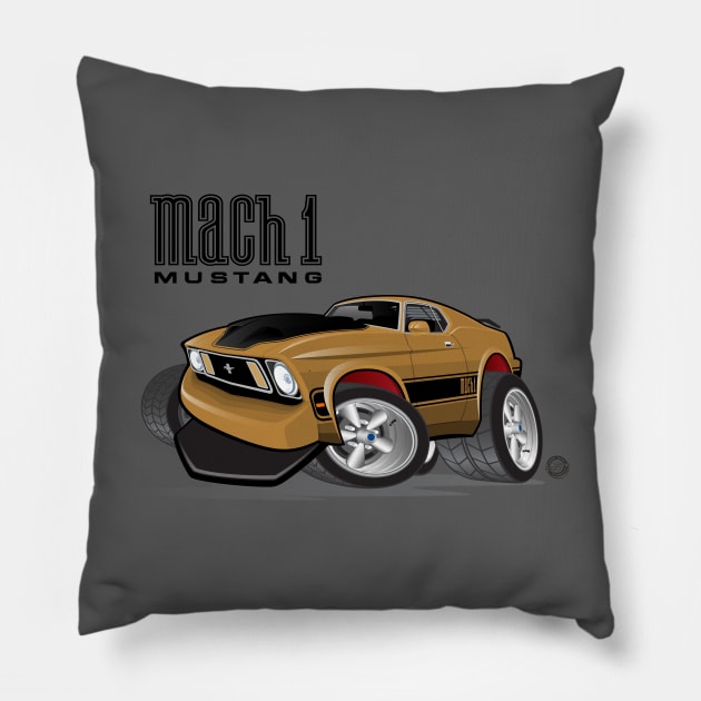 1973 Ford Mustang Mach 1 Pillow by Goin Ape Studios