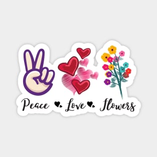 Peace, Love, FLOWERS Magnet