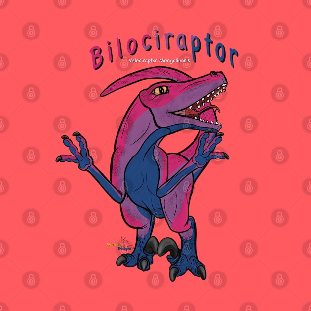 Bilociraptor (text) (scaled) - Bisexual Pride by tygerwolfe