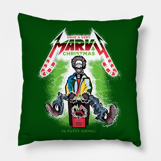 Merry Marvy Christmas (XMAS Variant) Pillow by SaltyCult