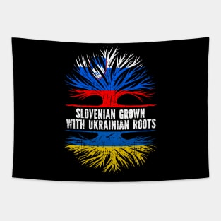 Slovenian Grown with Ukrainian Roots Flag Tapestry