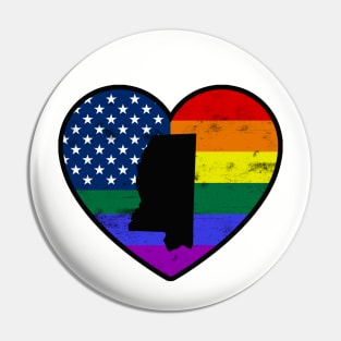 Mississippi United States Gay Pride Flag Heart Pin