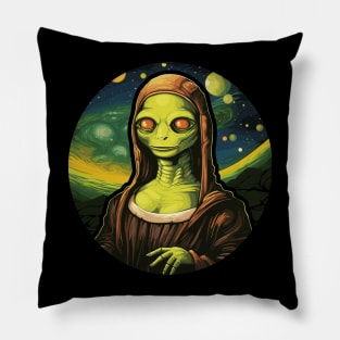 UFO Mona Lisa Alien Gifts Men Women Kids Funny Alien Pillow