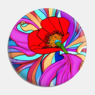 70s Style Red Poppy Flower Digital Abstract (MD23Mrl019) Pin