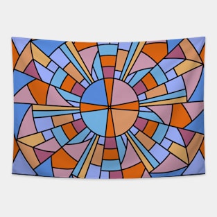 Art Deco Midcentury Vintage Stained Glass Mosaic Pattern Tapestry