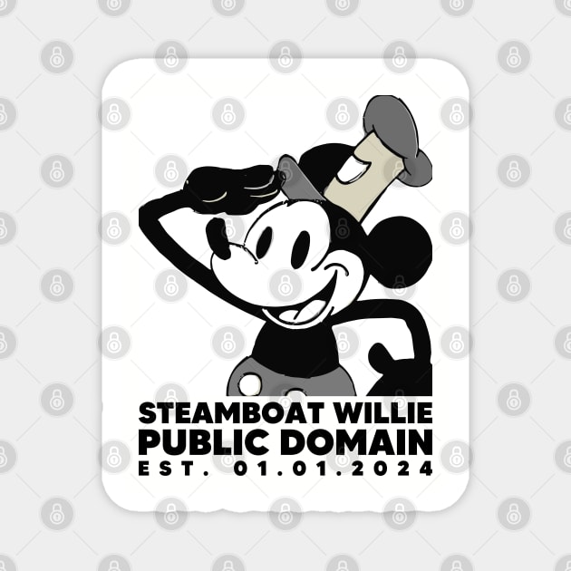 Steamboat Willie. Public Domain Est. 01.01.2024 - 4 Magnet by Megadorim