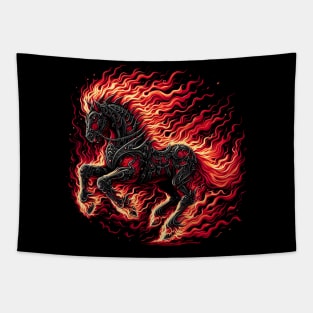 Flaming Heavy metal horse Tapestry