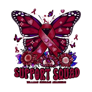 Williams Syndrome Awareness - Support Squad butterfly sunflower T-Shirt