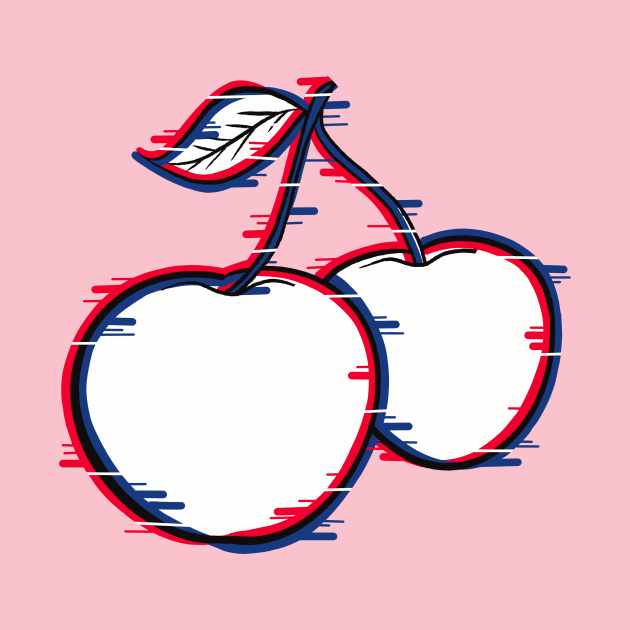 Glitch effect on two cherries by Fruit Tee