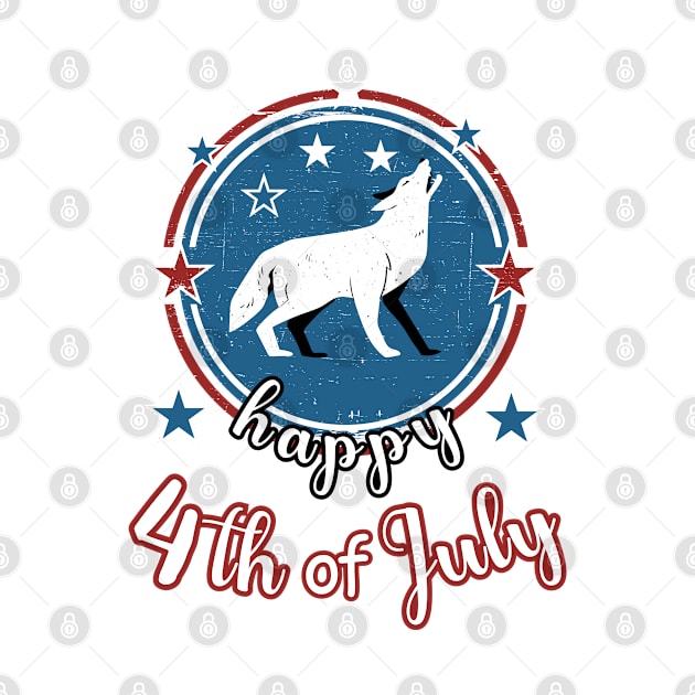 Happy 4th of July Howling Wolf by Cute Pets Graphically