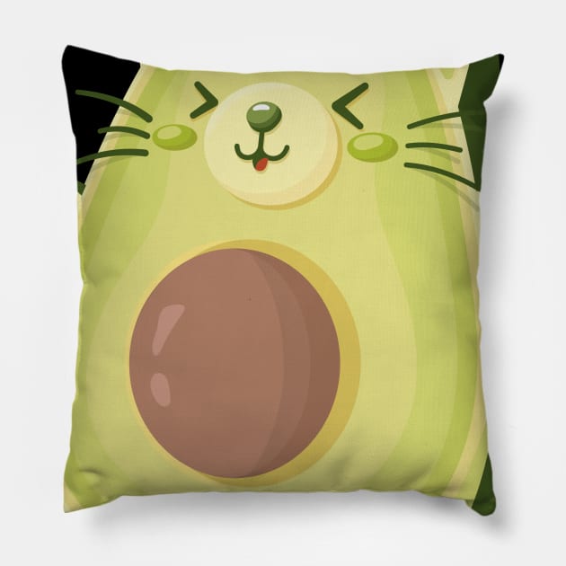 Cute Avocato Kitten Avocado Cat Pillow by HamilcArt