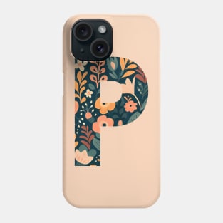 Whimsical Floral Letter P Phone Case