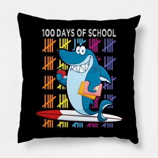 Womens 100th Day Of School For Toddlers Kids Shark Student Teacher Pillow