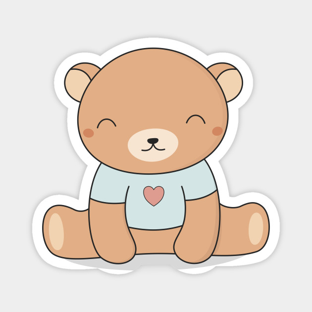 Kawaii Cute Brown Teddy Bear - Cute Bear - Magnet | TeePublic