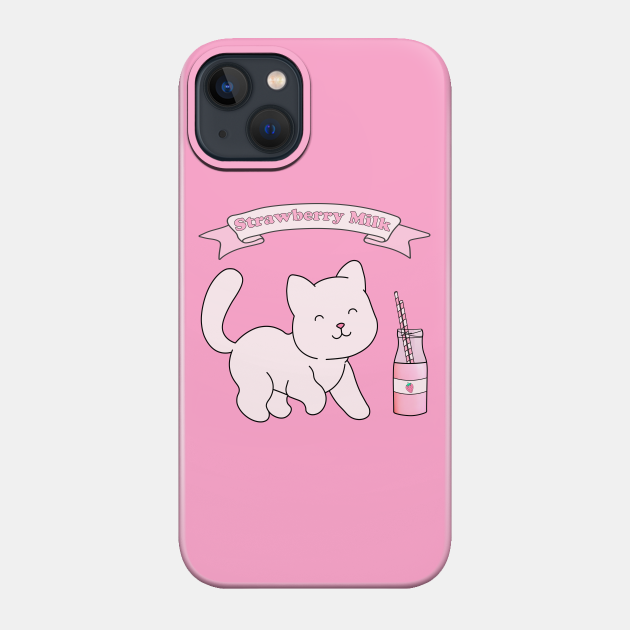 Strawberry milk cat - Strawberry - Phone Case
