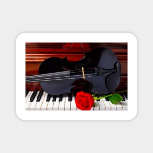 Red Rose And Black Violin Magnet