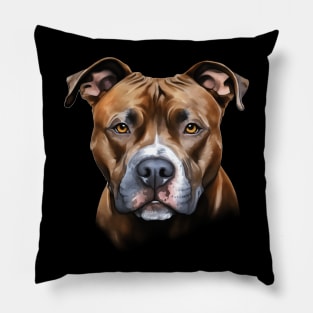 American Pitbull Terrier Dog Portrait Pillow