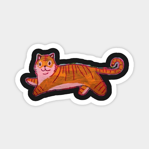 Cute Abstract Painted Tiger Magnet by allysci