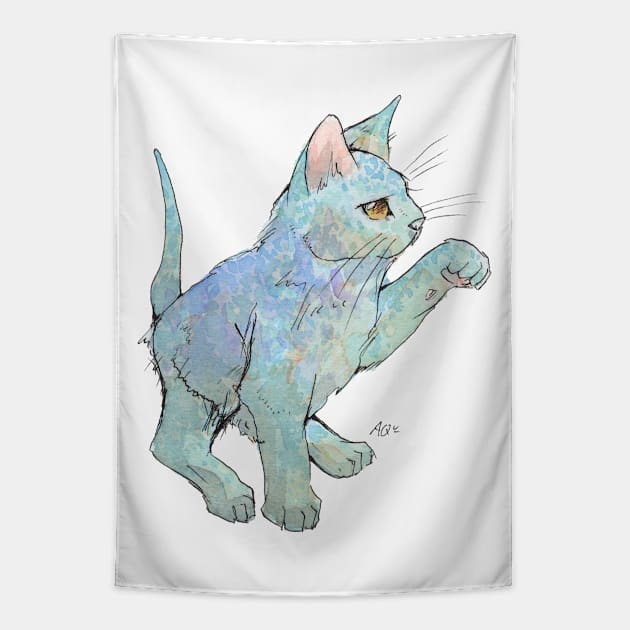 Ocean Kitten Tapestry by Aqutalion