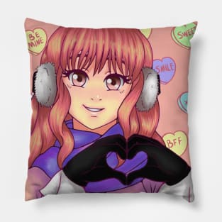 Pink Candy Heart Girl Pillow