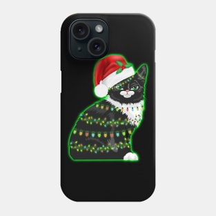 Black Cat christmas light funny cat lover christmas Phone Case