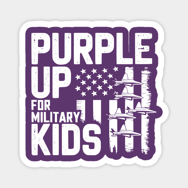 Purple Up For Military Kids Support Military Child Month Patriotic Flag Magnet by ArtistTee ⭐⭐⭐⭐⭐