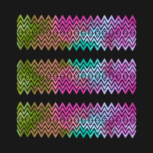 Colourful Green and Pink Zigzag Silhouette Digital Art T-Shirt