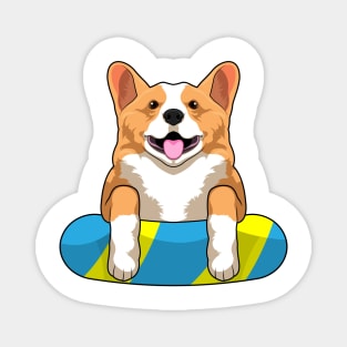 Welsh Corgi at Swimming with Swimming board Magnet