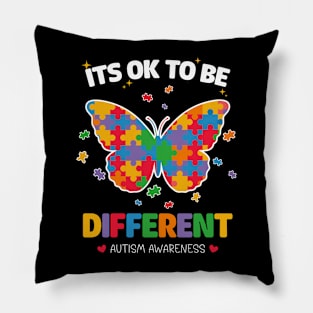 Autism Awareness Butterfly Acceptance Its Ok To Be Different Kids Women Girl Pillow