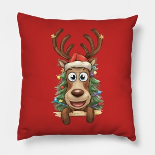 Merry reindeer in a festive mood Pillow