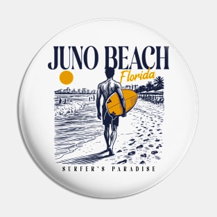 Vintage Surfing Juno Beach, Florida // Retro Surfer Sketch // Surfer's Paradise Pin