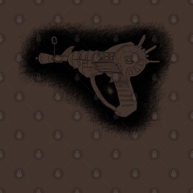 Zombies Black Sketchy Ray Gun on Brown by LANStudios