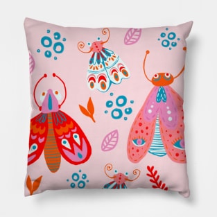 Butterflies and pink moths pattern Pillow