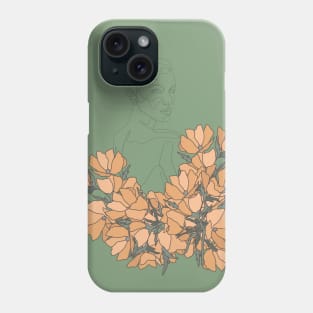 Abstract Figure Line Art with Flowers Phone Case