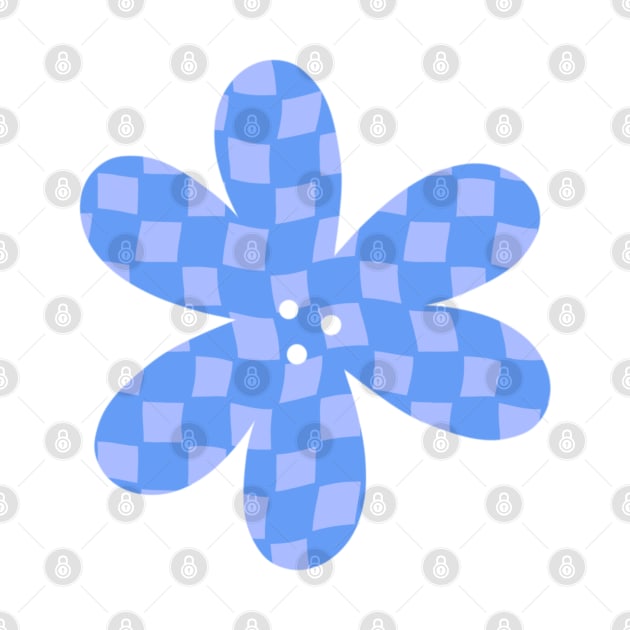 Checker Board Flower - blue and periwinkle by JuneNostalgia