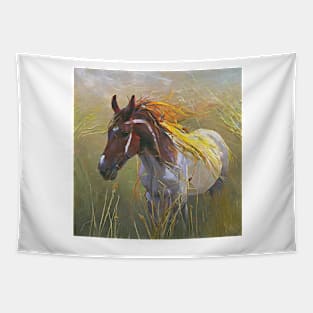 wild stallion on the grass Tapestry