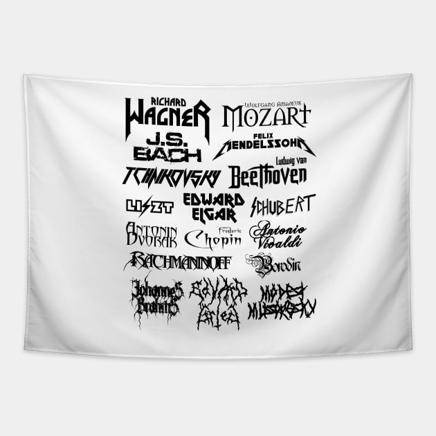 Heavy Metal-style Classical Composers (Black) Tapestry by Ragetroll