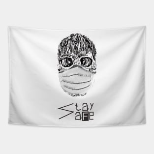 Stay Safe (Dark) BW Edition Tapestry