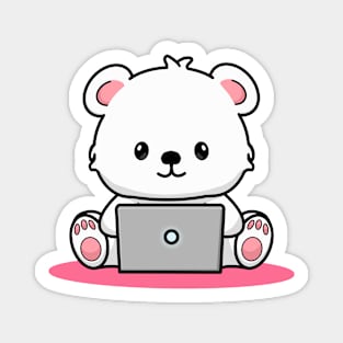 Cartoon Polar Bear on Computer Magnet