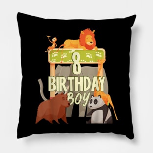 8 Years Old Birthday Boy Zoo Matching Family Pillow