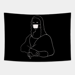 Mona Lisa In Face Mask - Social Distancing Quarantine Drawing Tapestry