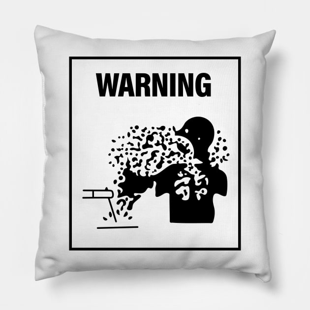 Warning! Pillow by LordNeckbeard