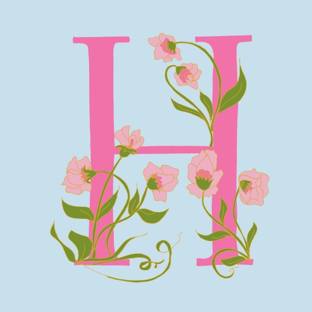 Hand drawn Flower Letter H by nosheendesigns