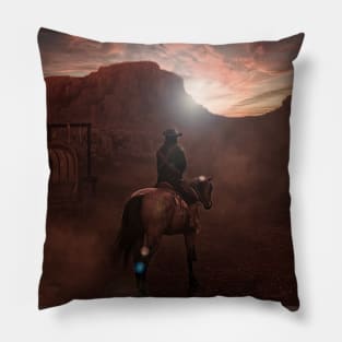 Night Watch Vintage Look Cowboy Art Pillow