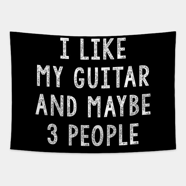 I Like My Guitar And Maybe 3 People, Funny Guitar Gift Tapestry by JD_Apparel