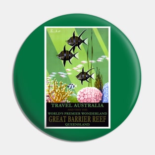 Restored Vintage Visit Australia and the Great Barrier Reef Travel Poster Pin