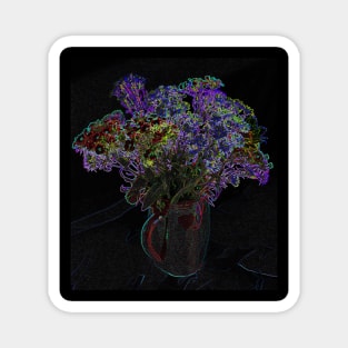 Black Panther Art - Flower Bouquet with Glowing Edges 13 Magnet