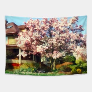 Spring - Magnolia Near Green House Tapestry